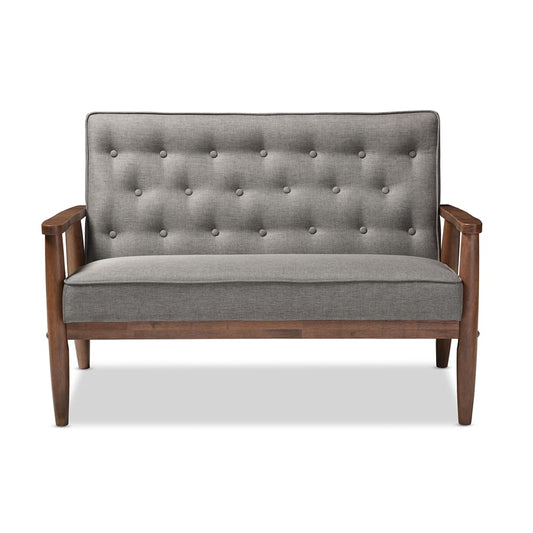 Baxton Studio - Sorrento Loveseat in Grey - BBT8013-Grey Loveseat view 2