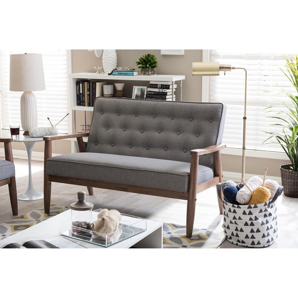 Baxton Studio - Sorrento Loveseat in Grey - BBT8013-Grey Loveseat view 5