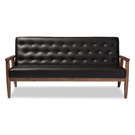 Baxton Studio - Sorrento Sofa in Black - BBT8013-Black Sofa view 2