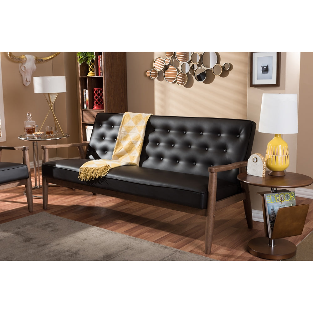 Baxton Studio - Sorrento Sofa in Dark Brown - BBT8013-Brown Sofa view 5