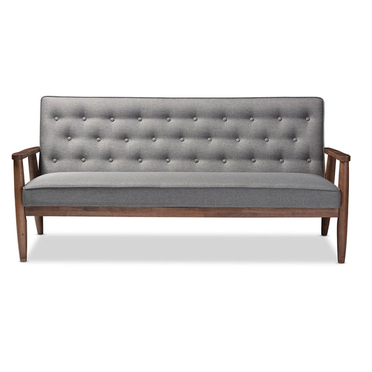 Baxton Studio - Sorrento Sofa in Grey - BBT8013-Grey Sofa view 2