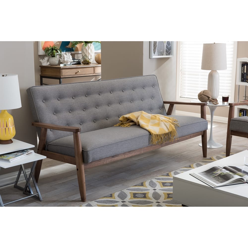 Baxton Studio - Sorrento Sofa in Grey - BBT8013-Grey Sofa view 5