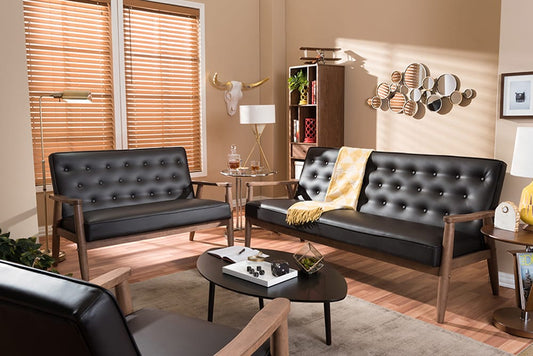 Baxton Studio - Sorrento Sofa Set in Dark Brown - BBT8013-Brown 3PC Set view 2
