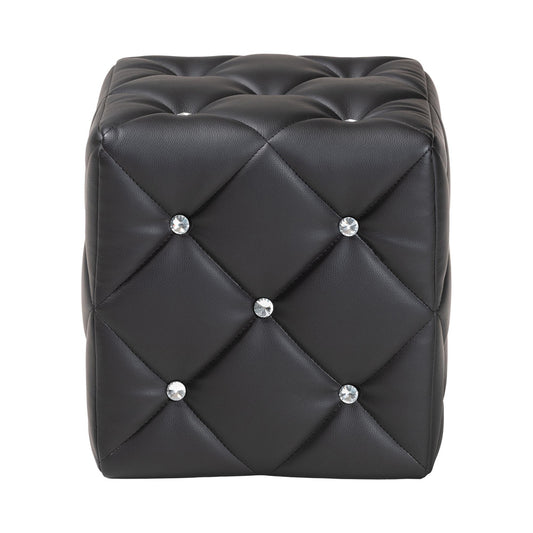 Baxton Studio - Stacey Ottoman in Black - 1710-Black view 2