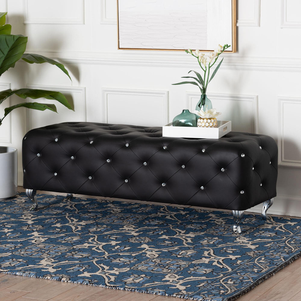 Baxton Studio - Stella Bench in Black - BBT5119-Black-Bench view 6