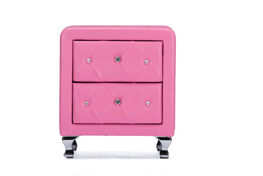 Baxton Studio - Stella Nightstand in Pink - BBT3084-Pink-NS view 2