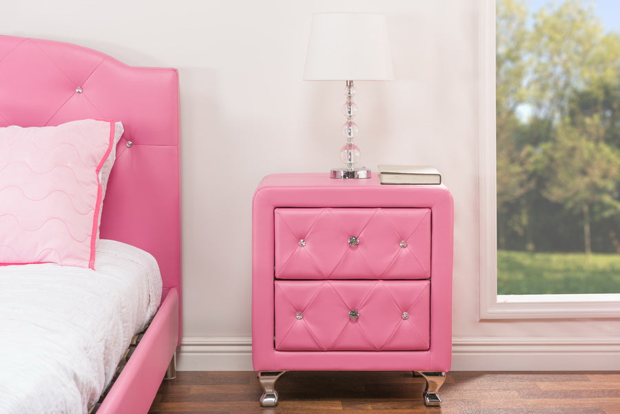 Baxton Studio - Stella Nightstand in Pink - BBT3084-Pink-NS view 5