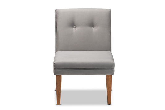 Baxton Studio - Stewart Dining Chair - BBT8062-Grey Velvet/Walnut-CC view 2