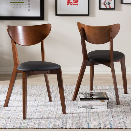 Baxton Studio - Sumner Set of 2 Dining Chairs in Black/Walnut Brown - RT331-CHR-Dark Walnut view 2