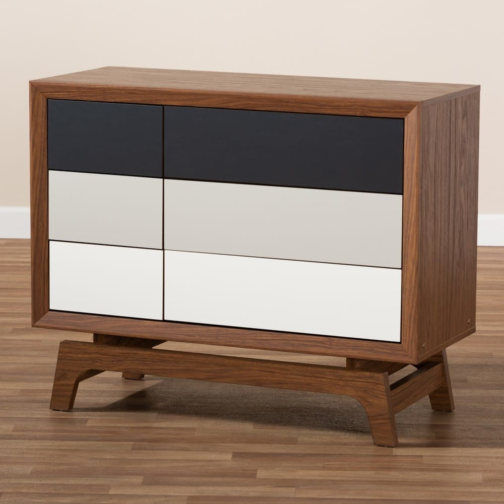 Baxton Studio - Svante Chest in Walnut/White/Gray - WI1704-Walnut/White/Grey-6DW-Chest view 8