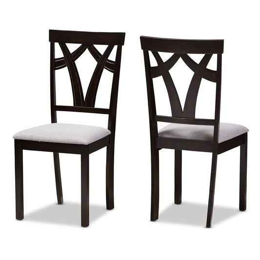 Baxton Studio - Sylvia Dining Set in Grey/Dark Brown - RH146C-Dark Brown/Grey Dining Set view 2
