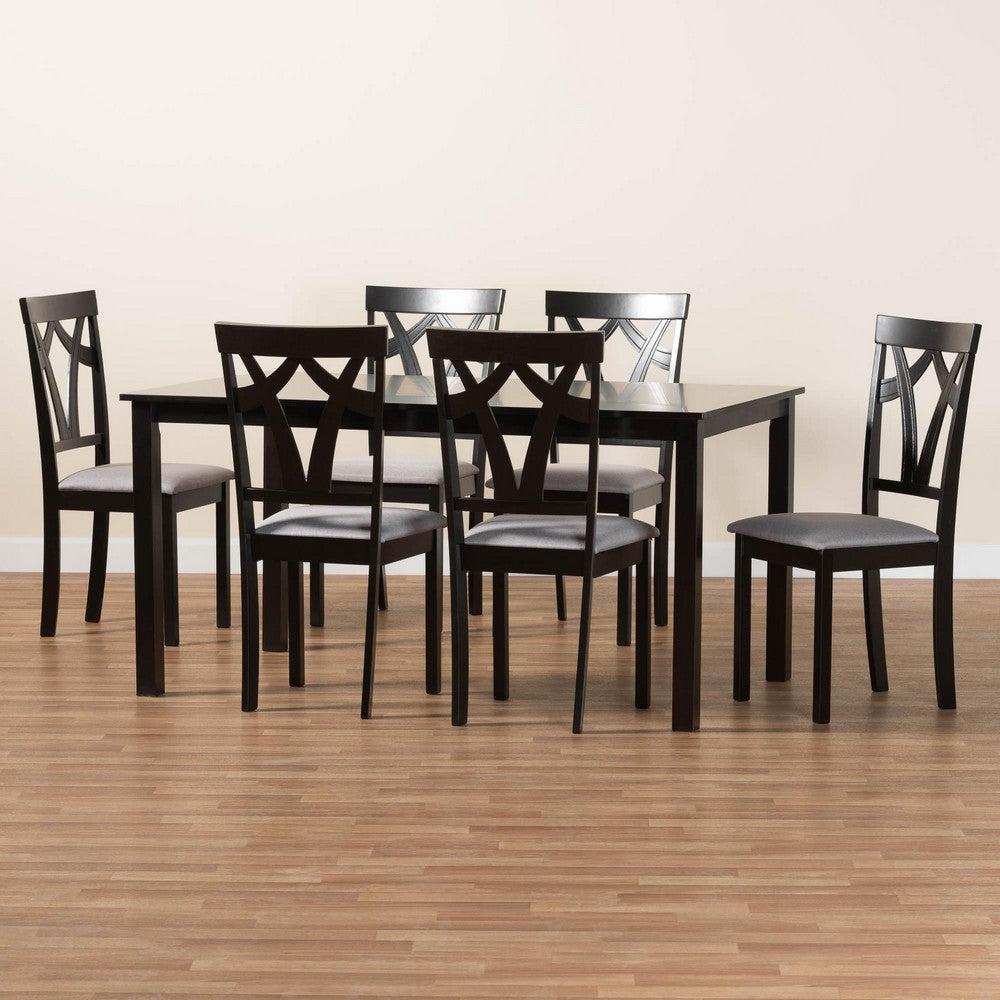 Baxton Studio - Sylvia Dining Set in Grey/Dark Brown - RH146C-Grey/Dark Brown-7PC Dining Set view 9