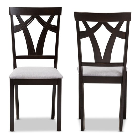 Baxton Studio - Sylvia Set of 2 Dining Chairs in Grey/Dark Brown - RH146C-Dark Brown/Grey-DC view 2
