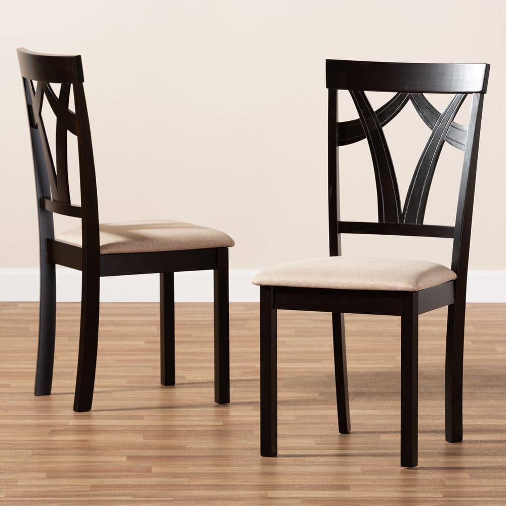Baxton Studio - Sylvia Set of 2 Dining Chairs in Sand/Espresso Brown - RH146C-Dark Brown/Sand-DC view 6