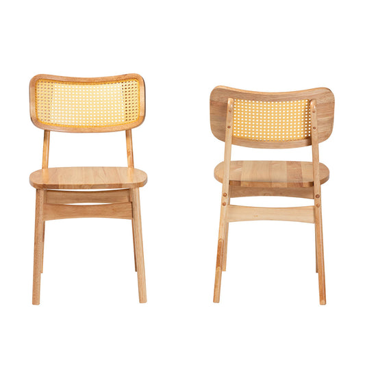 Baxton Studio - Tadeo Set of 2 Dining Chairs in Oak Brown/Light Brown - RH257C-Natural Rattan/Natural Flat Seat-DC-2PK view 2