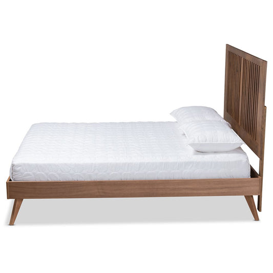 Baxton Studio - Takeo Queen Size Bed in Ash Walnut - Takeo-Ash Walnut-Queen view 2