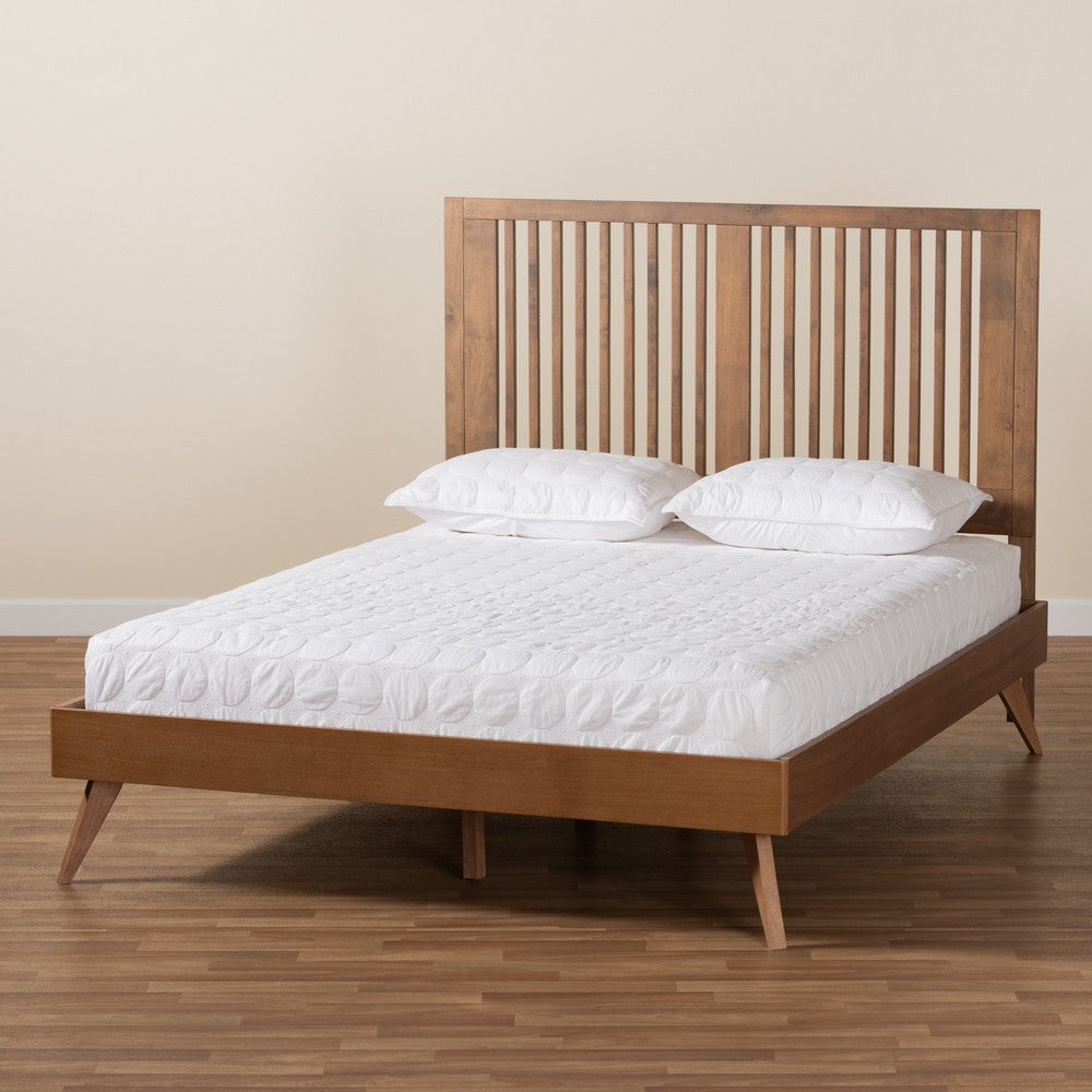 Baxton Studio - Takeo Queen Size Bed in Ash Walnut - Takeo-Ash Walnut-Queen view 7