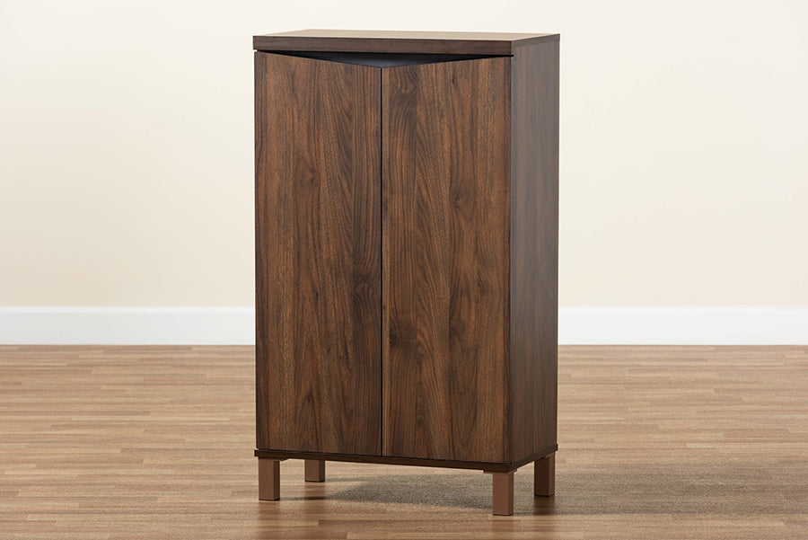 Baxton Studio - Talon Shoe Cabinet in Walnut Brown/Dark Grey - SESC70210WI-Columbia/Dark Grey-Shoe Cabinet view 10