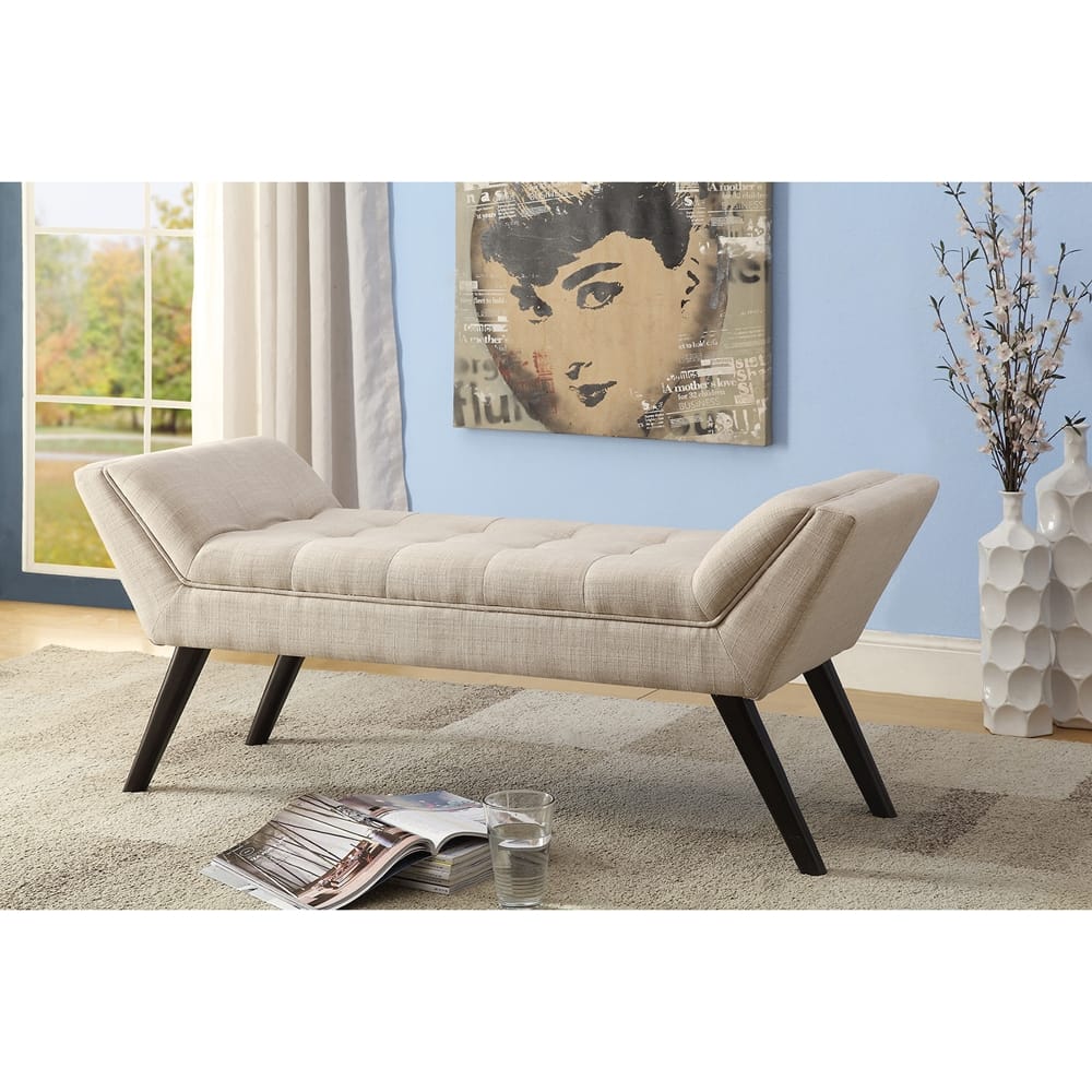 Baxton Studio - Tamblin Bench in Dark Beige - WS-B1215-Dark Beige view 4