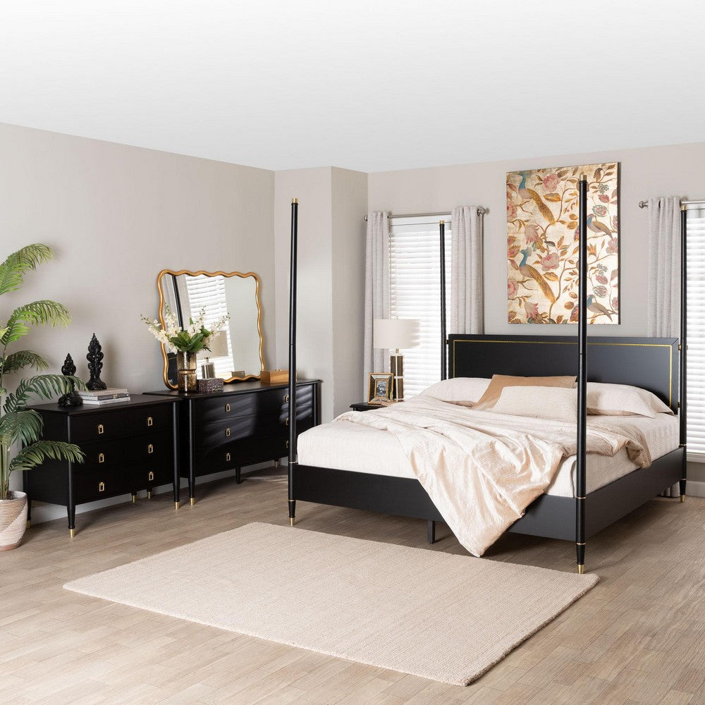 Baxton Studio - Tamra King Bedroom Set in Black - SW8650-Black-4PC King Poster Bedroom Set view 11