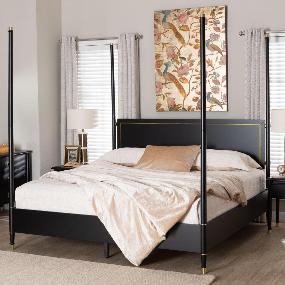Baxton Studio - Tamra King Size Bed in Black - SW8650-Black-King Poster Bed view 7