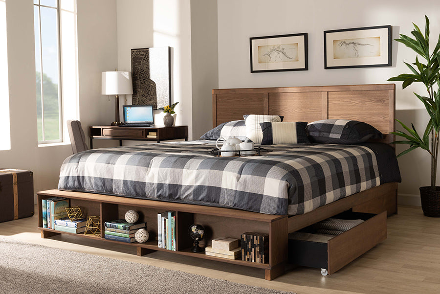 Baxton Studio - Tamsin King Size Bed in Ash Walnut - Tamsin-Ash Walnut-King view 10