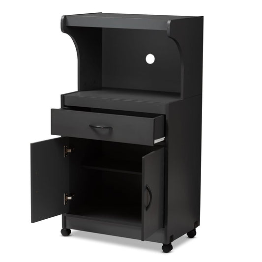 Baxton Studio - Tannis Kitchen Cabinet in Dark Grey - WS883150-Dark Grey view 2