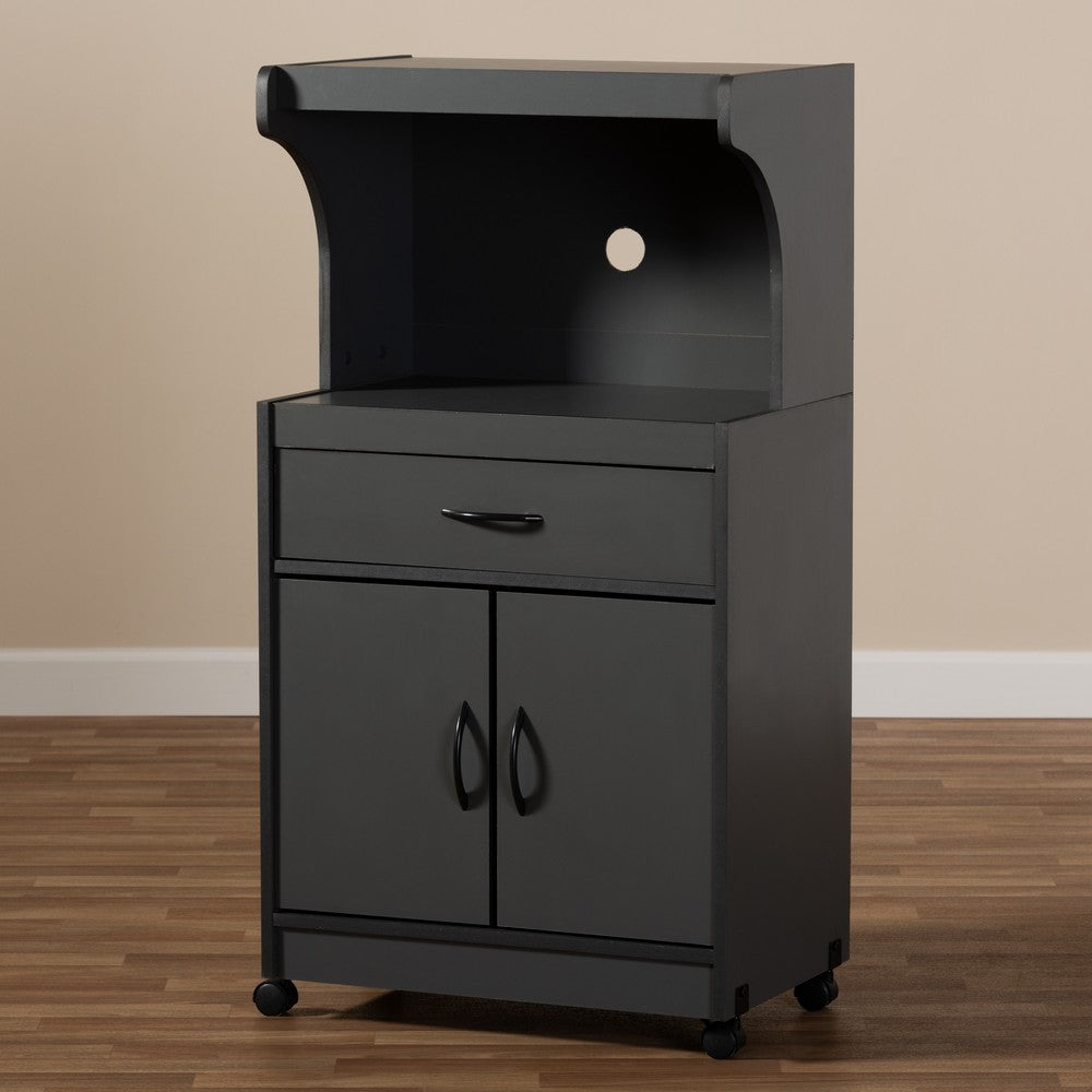 Baxton Studio - Tannis Kitchen Cabinet in Dark Grey - WS883150-Dark Grey view 9