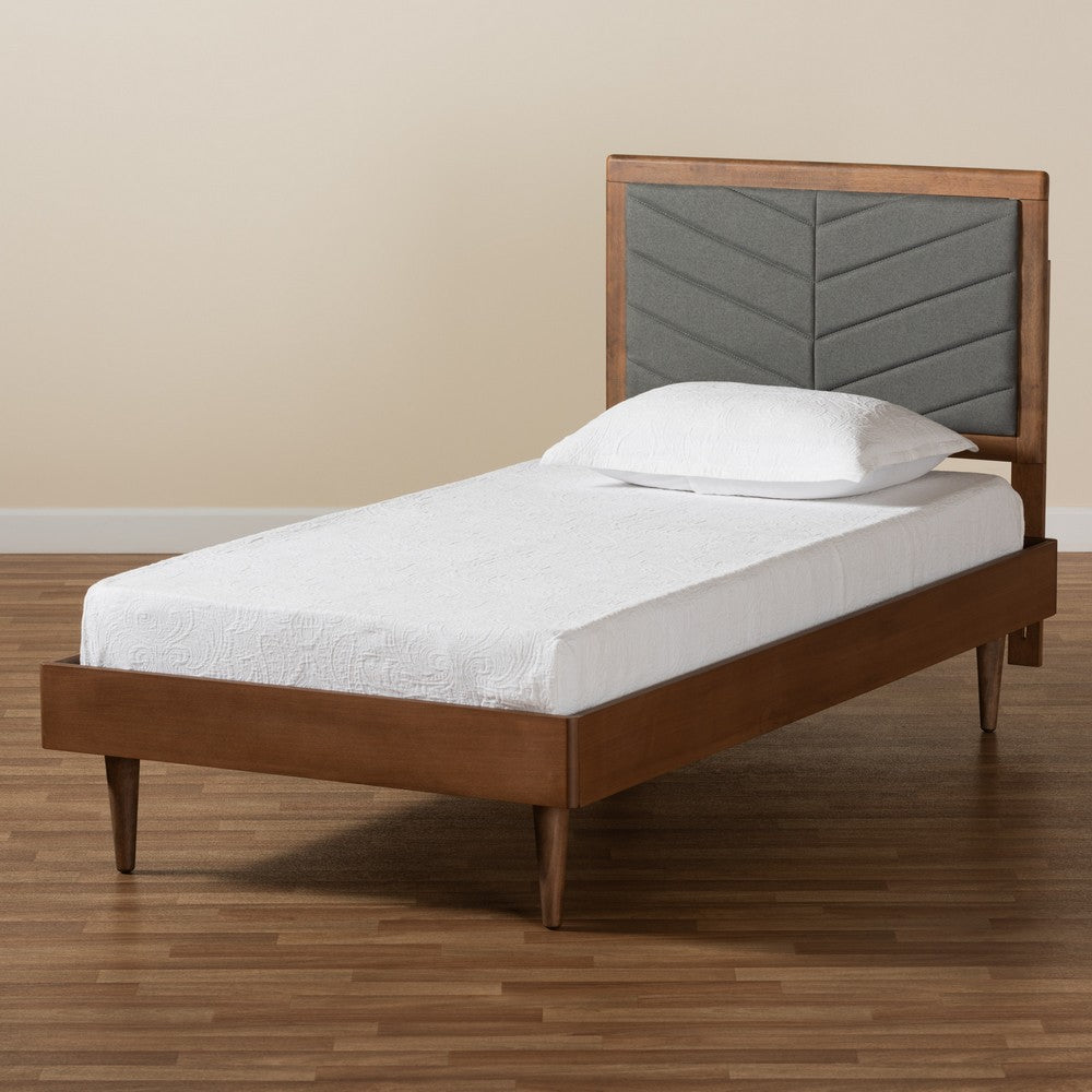 Baxton Studio - Tasha Twin Size Bed in Dark Grey/Walnut Brown - Tasha-Dark Grey/Walnut-Twin view 8