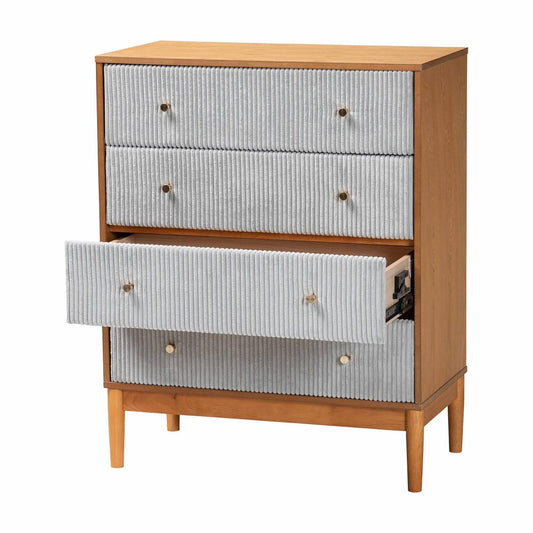 Baxton Studio - Taylin Chest in Grey/Oak Brown - MG9012-Grey-HC1315-16/NT-Oak-4DW-Chest view 2