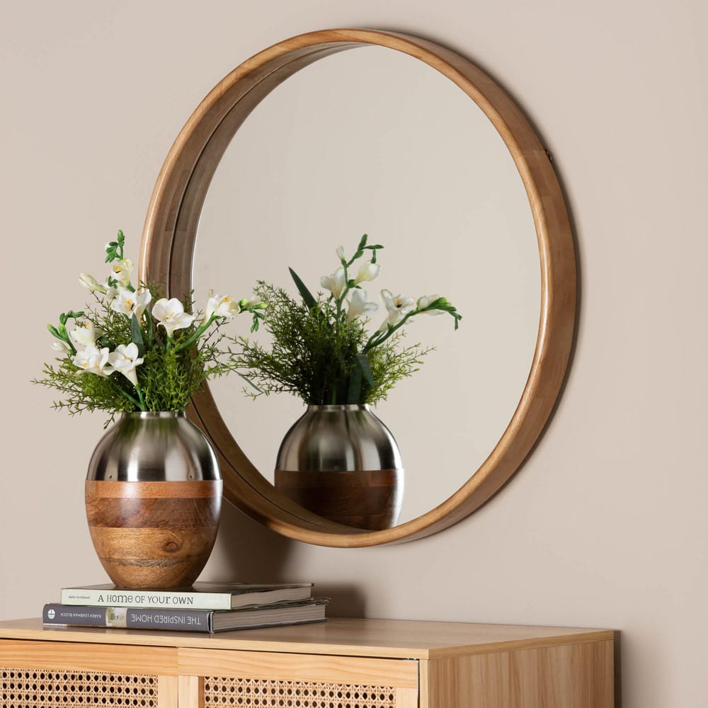 Baxton Studio - Tazara Mirror in Natural Brown - PF2-Wooden-Mirror view 3