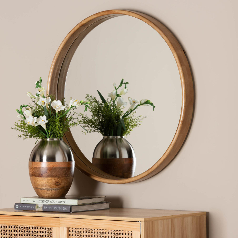 Baxton Studio - Tazara Mirror in Natural Brown - PF2-Wooden-Mirror view 3