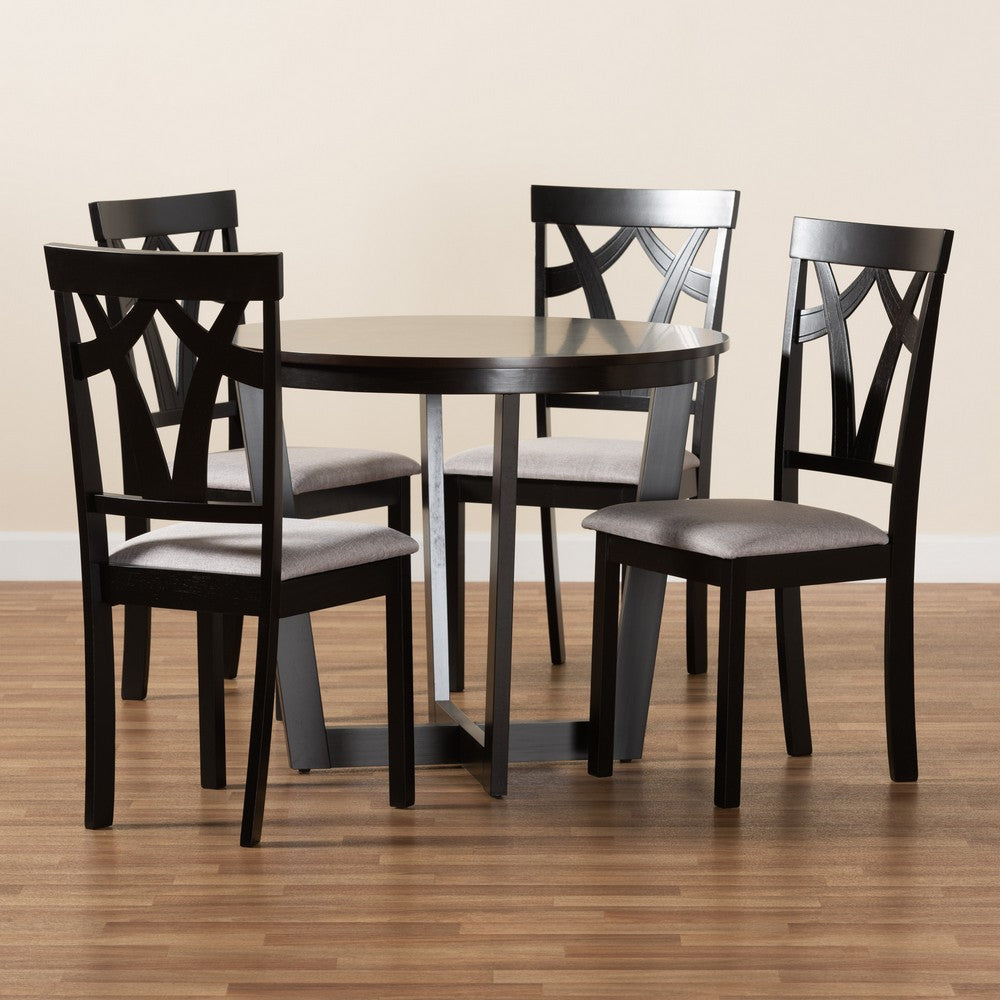 Baxton Studio - Telma Dining Set in Grey/Dark Brown - Telma-Grey/Dark Brown-5PC Dining Set view 9