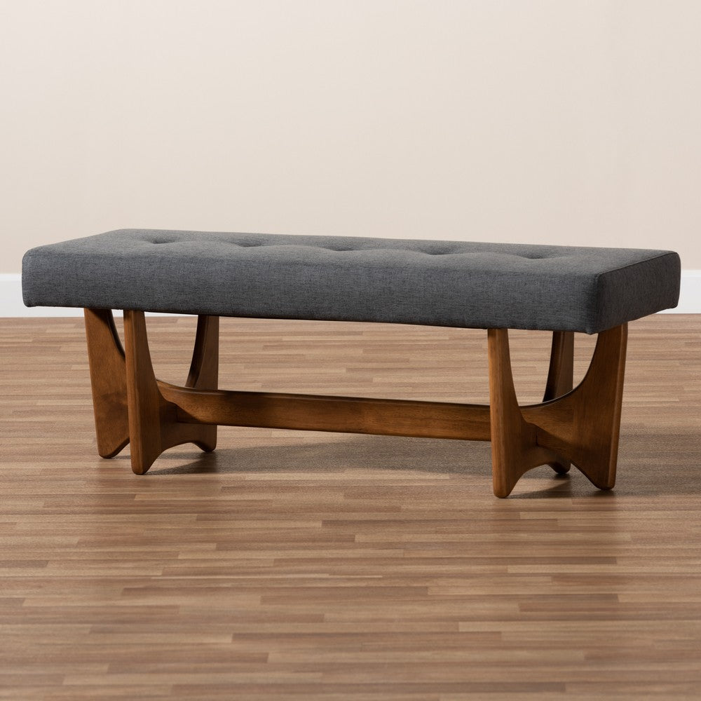 Baxton Studio - Theo Bench in Dark Grey/Walnut - BBT5368-Dark Grey/Walnut-Bench view 7