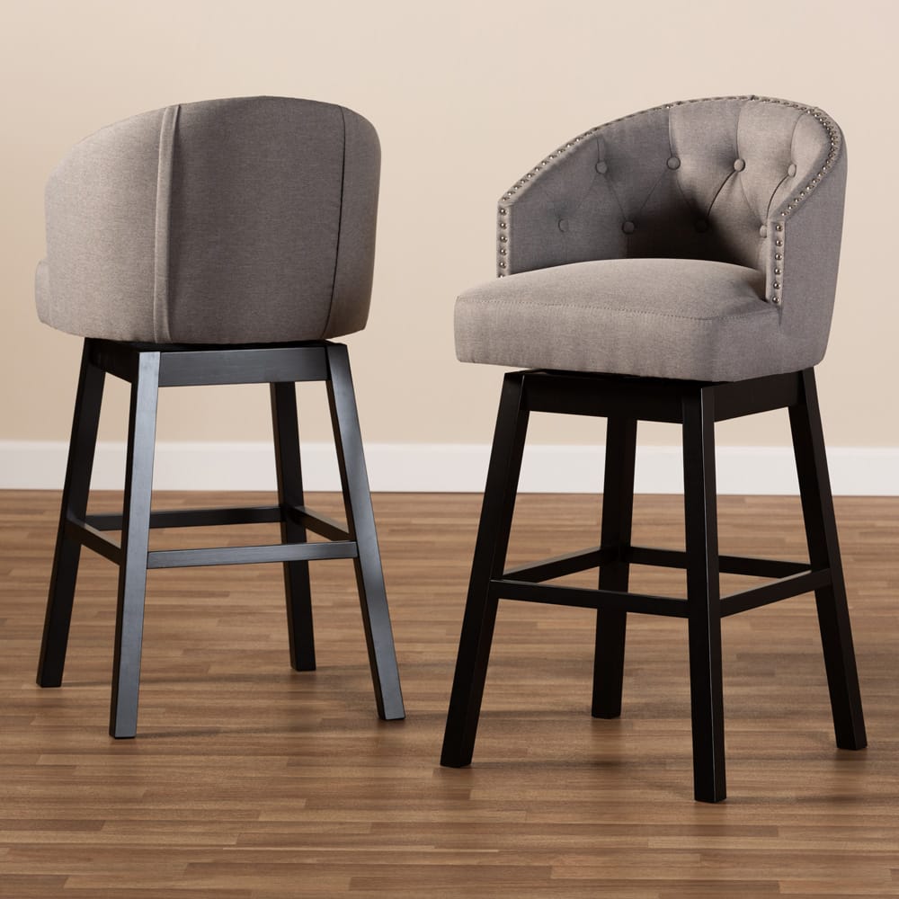Baxton Studio - Theron Set of 2 Bar Stools in Gray/Espresso - BBT5210B-Grey-BS view 6