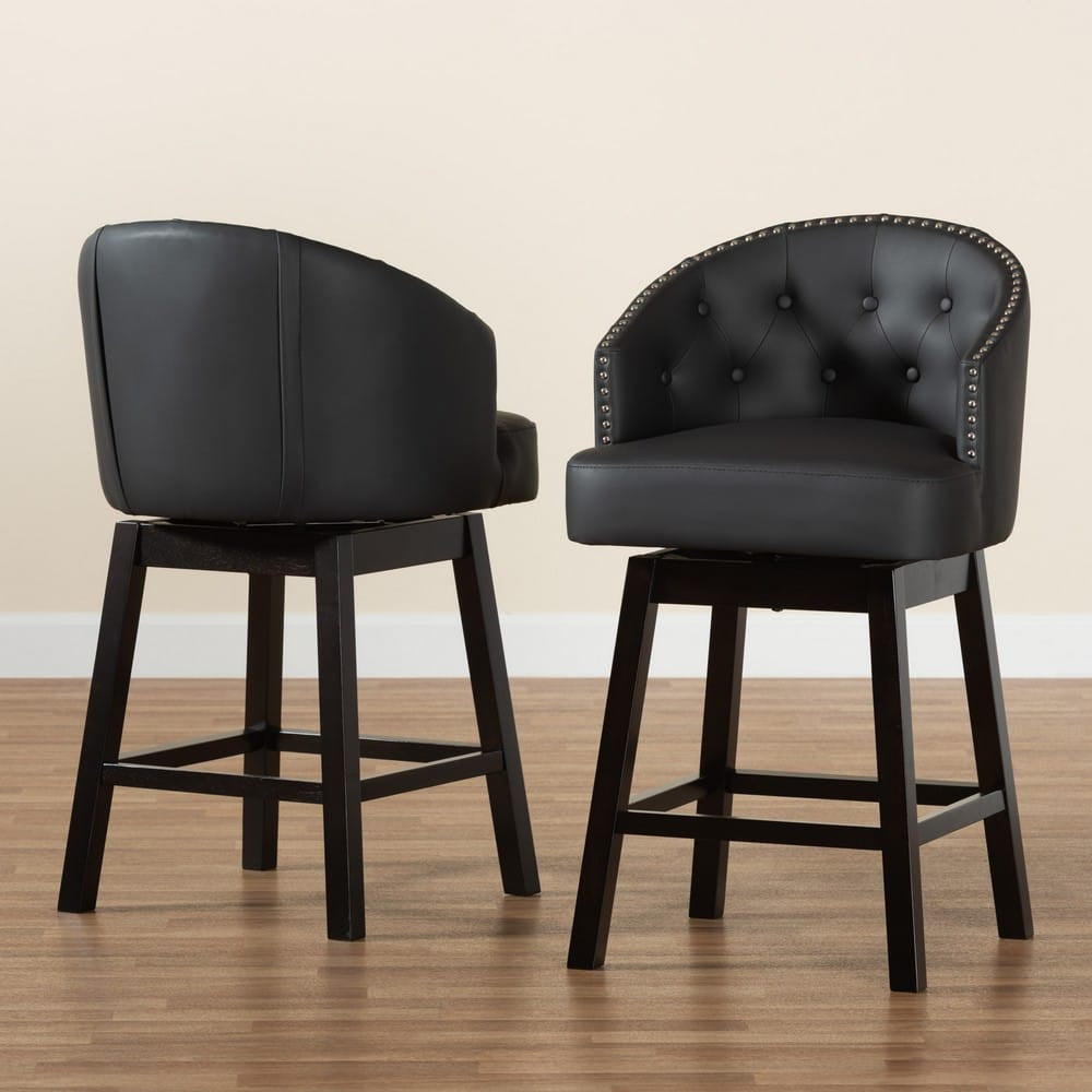 Baxton Studio - Theron Set of 2 Counter Stools in Black/Espresso Brown - BBT5210C-Black/Dark Brown-CS view 8