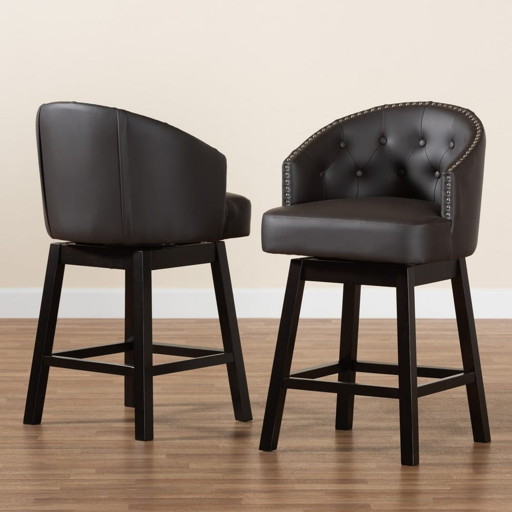 Baxton Studio - Theron Set of 2 Counter Stools in Dark Brown/Espresso Brown - BBT5210C-Brown/Dark Brown-CS view 8