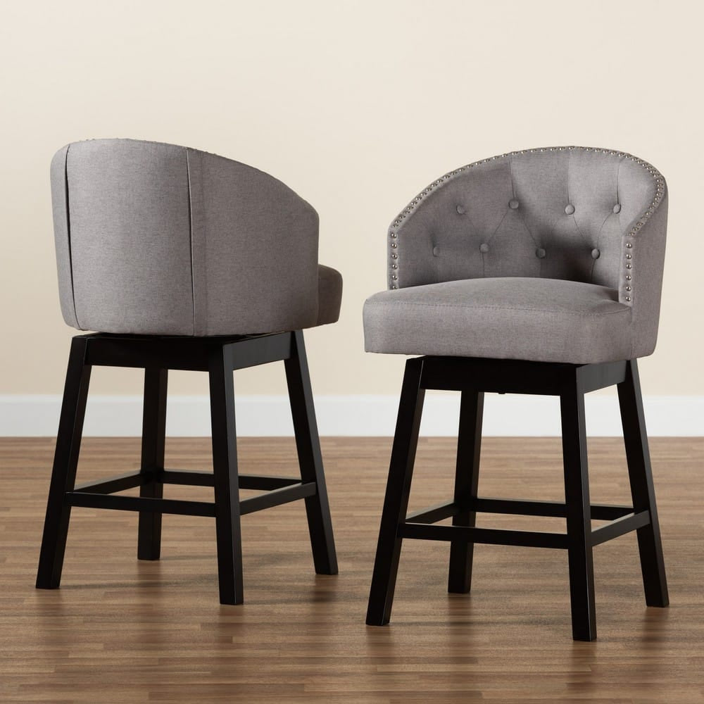 Baxton Studio - Theron Set of 2 Counter Stools in Grey/Espresso Brown - BBT5210C-Grey/Dark Brown-CS view 8