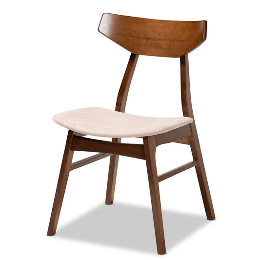 Baxton Studio - Timothy Dining Set in Light Beige/Walnut Brown - Danica/Hexa-Latte/Walnut-5PC Dining Set view 2