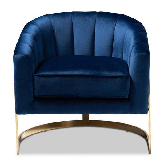 Baxton Studio - Tomasso Chair in Dark Royal Blue/Gold - TSF7707-Dark Royal Blue/Gold-CC view 2