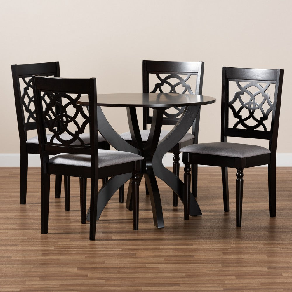 Baxton Studio - Tonia Dining Set in Grey/dark brown - Tonia-Grey/Dark Brown-5PC Dining Set view 8
