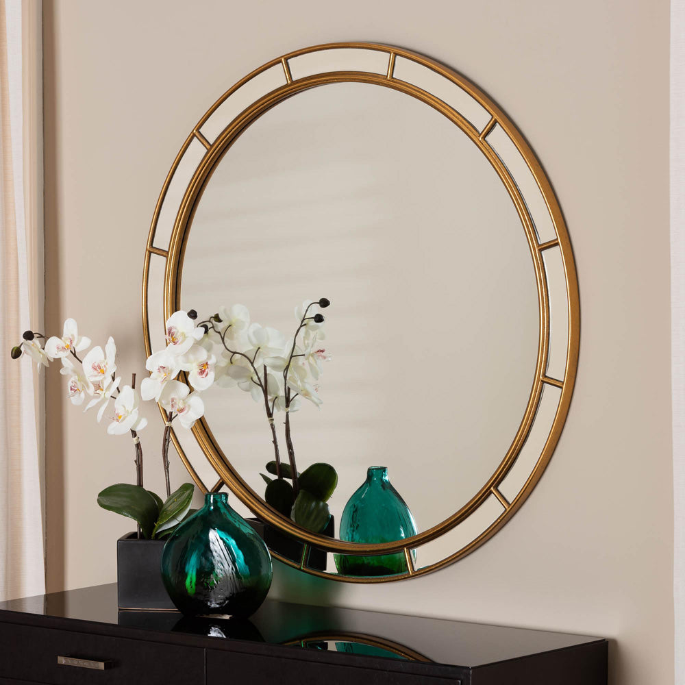 Baxton Studio - Ulvi Mirror in Antique Goldleaf - RXW-10925-Mirror view 3