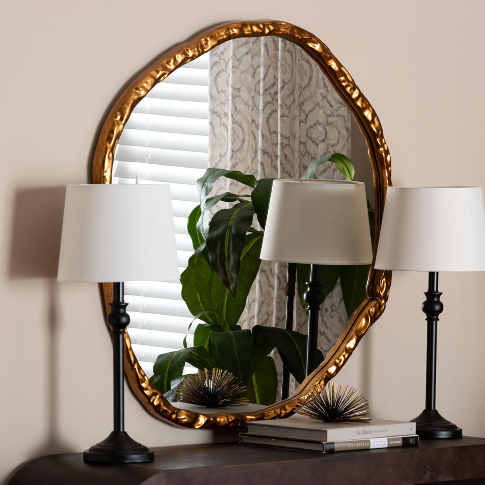 Baxton Studio - Urania Mirror in Antique Goldleaf - RXW-10983-Forged Brass-Mirror view 3