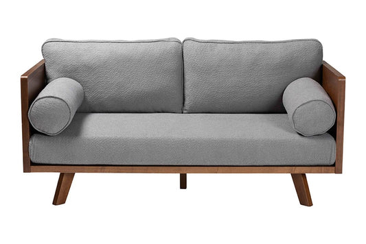 Baxton Studio - Uriel Sofa - Uriel-3S-Grey/Walnut-SF view 2