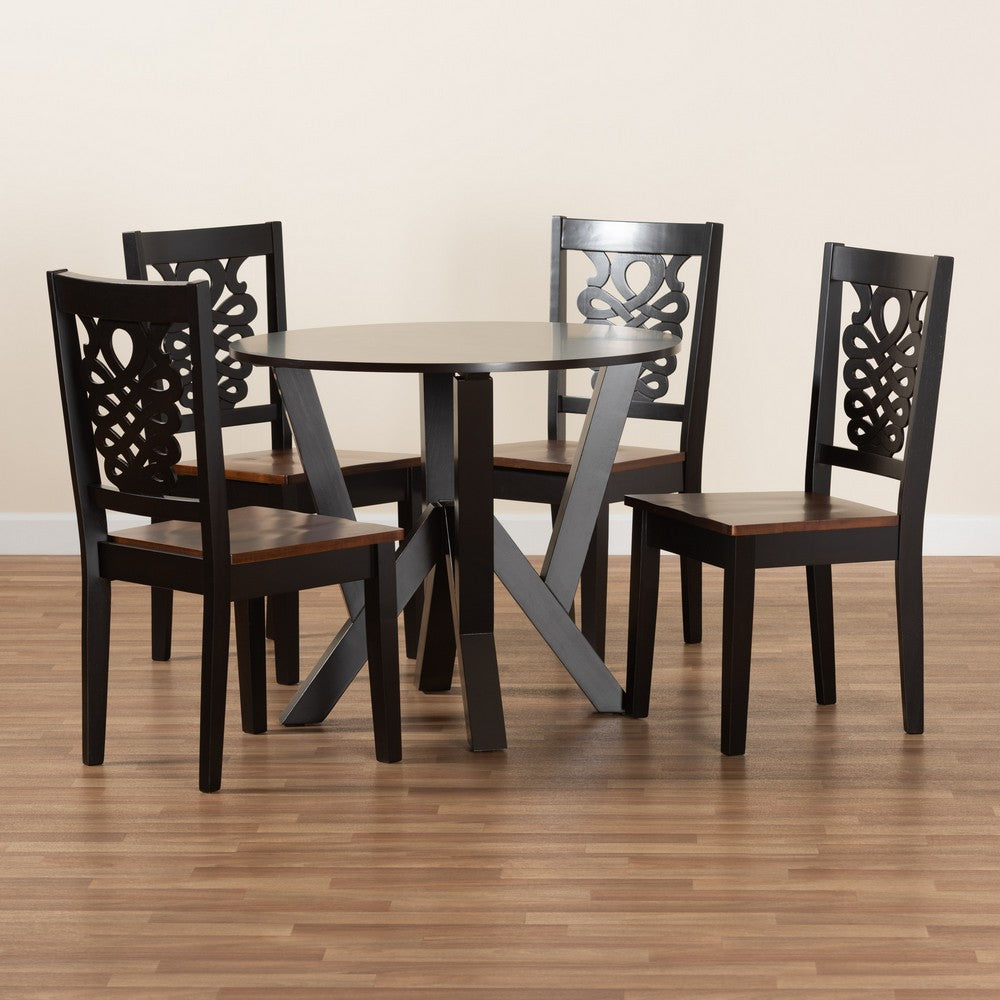 Baxton Studio - Valda Dining Set in Dark Brown/Walnut Brown - Valda-Dark Brown/Walnut-5PC Dining Set view 8