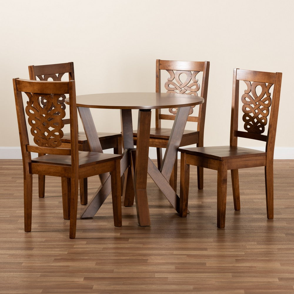 Baxton Studio - Valda Dining Set in Walnut Brown - Valda-Walnut-5PC Dining Set view 8