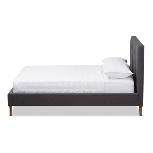 Baxton Studio - Valencia Queen Size Bed in Dark Grey - BBT6662-Dark Grey-Queen view 2