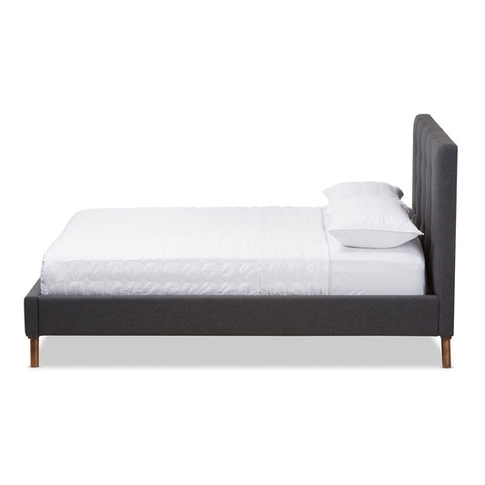 Baxton Studio - Valencia Queen Size Bed in Dark Grey - BBT6662-Dark Grey-Queen view 2