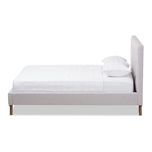 Baxton Studio - Valencia Queen Size Bed in Greyish Beige - BBT6662-Greyish Beige-Queen view 2