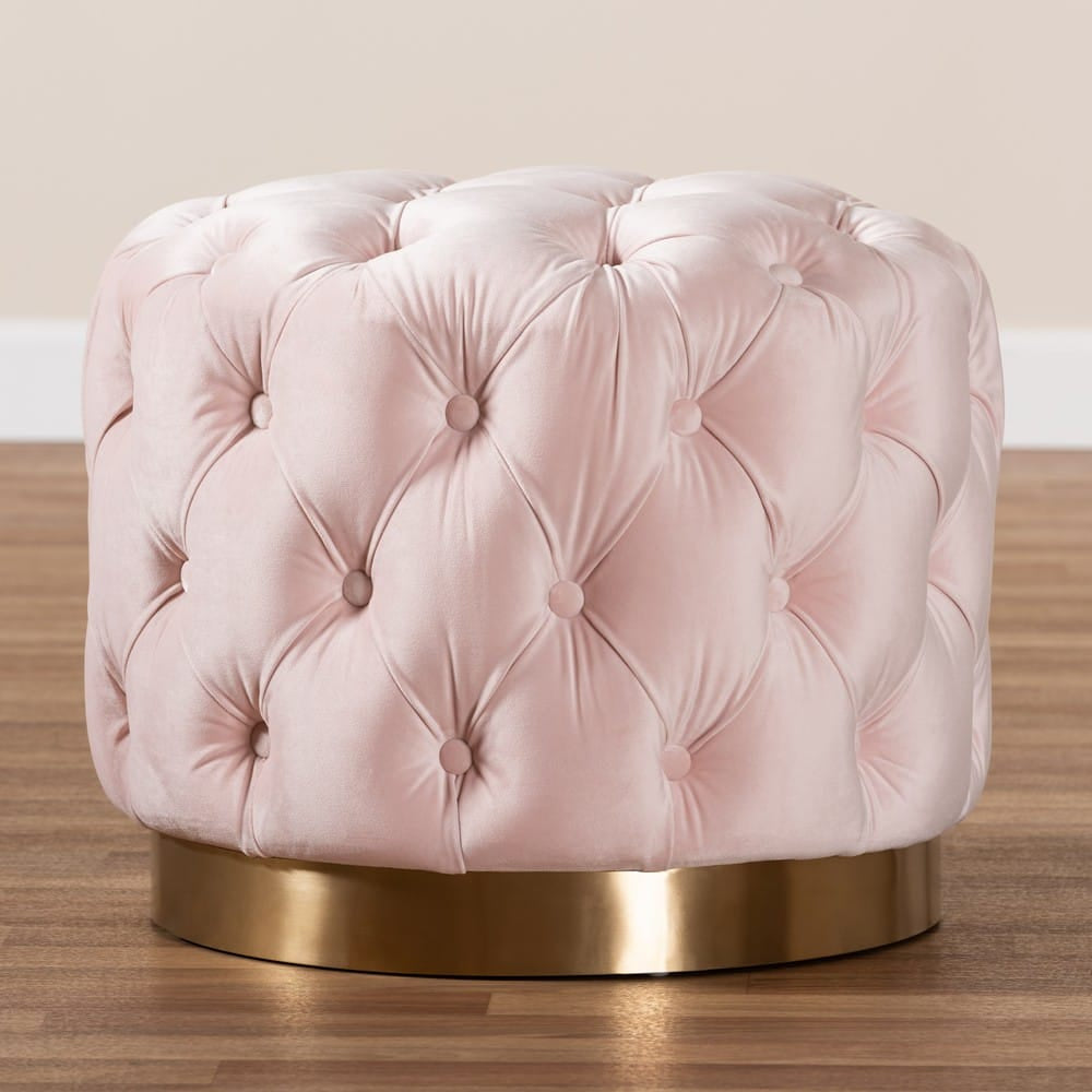 Baxton Studio - Valeria Ottoman in Light Pink/Gold - TSFOT030-Light Pink/Gold-Otto view 4